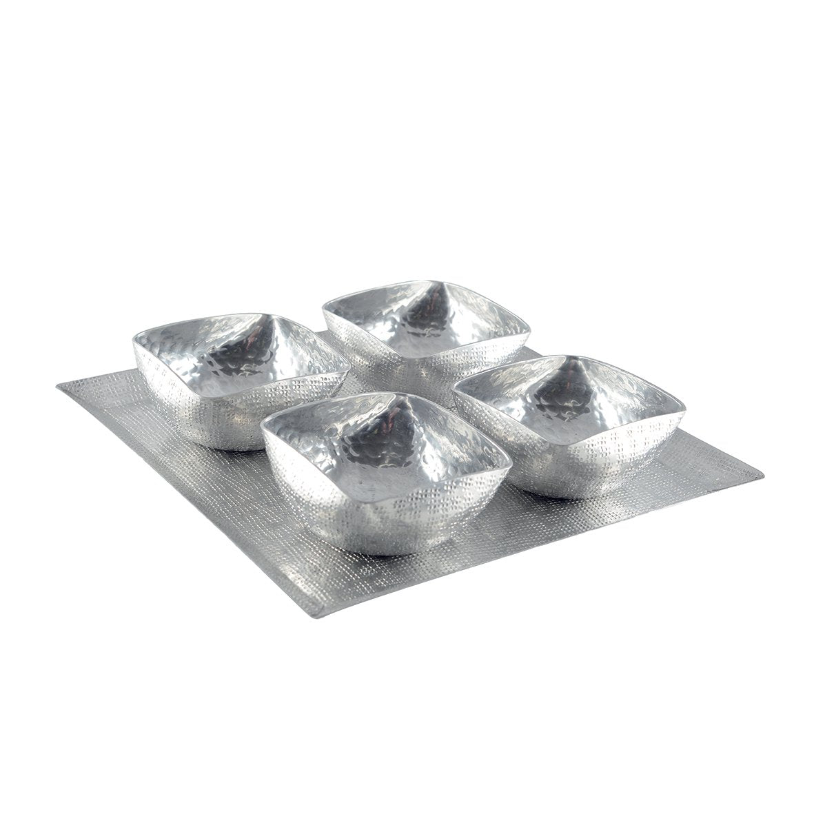 Aulica Silver Appetizer Bowls with Aluminum Tray – Set of 4 product view 4