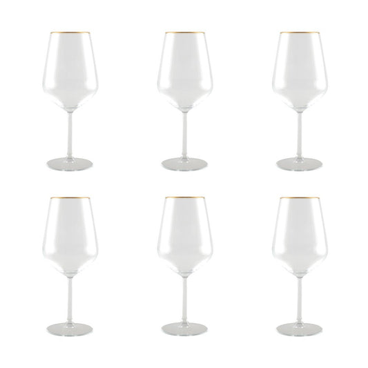 Aulica gold rim wine glasses set of 6