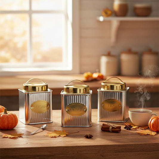 Aulica Silver And Gold Coffee Tin 10 X 10 X 10 Cm product view 2