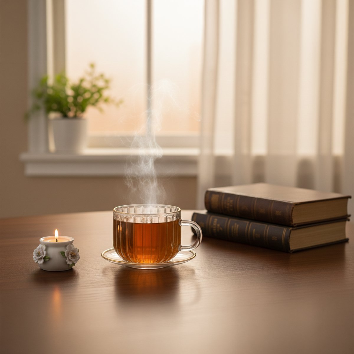 Gold rim glass cups and saucers 400ml - set of 2 product view 3