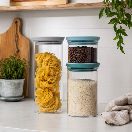 Brabantia Stackable Glass Storage Jar Set of 3 front view