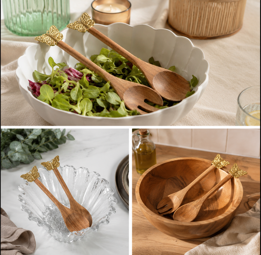 Aulica Gold Butterfly Salad Servers product view 2