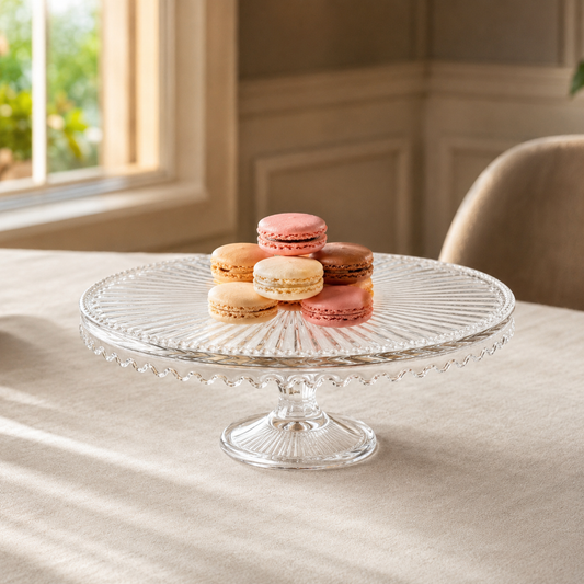 Aulica Clear Glass Cake Stand – 32 × 32 × 12 cm