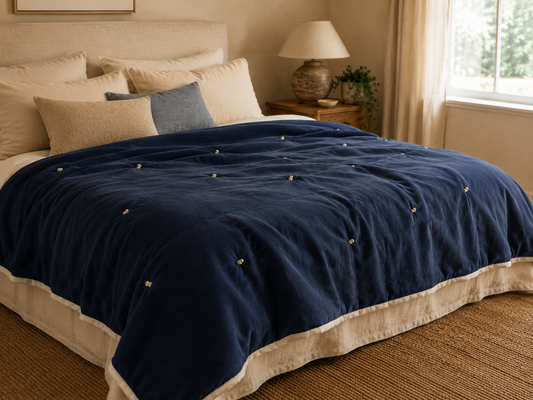 Vivaraise Elise Cobalt Knotted Stitch Throw Blanket 140 × 200 front view