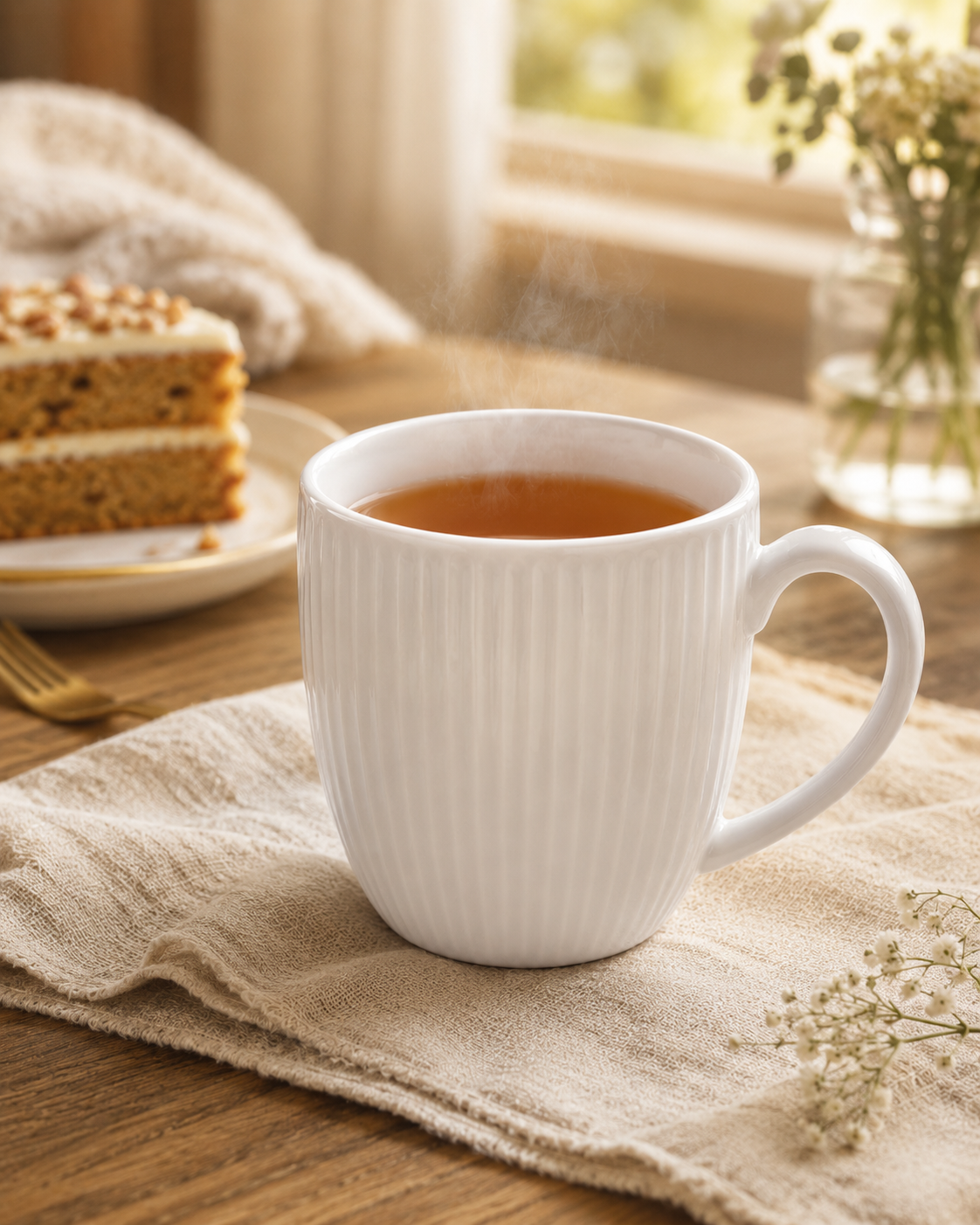 White Ribbed Coffee Mug Set of 6 product image
