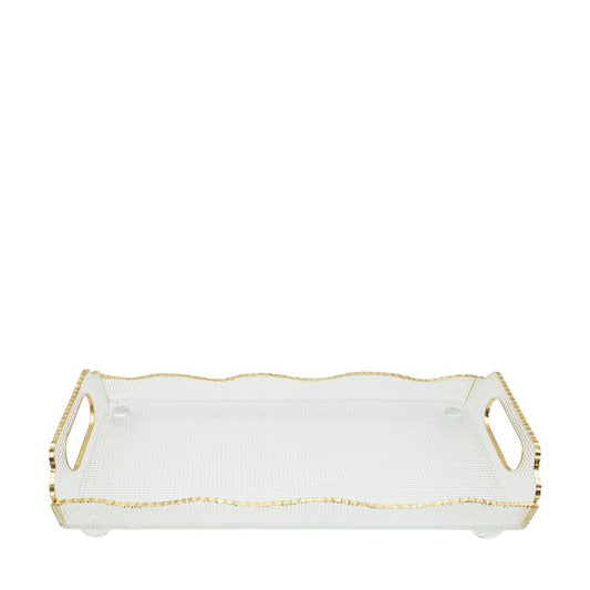 Aulica Gold-Rim Rectangular Glass Serving Tray – 38 × 17.5 × 9.5 cm product view 2
