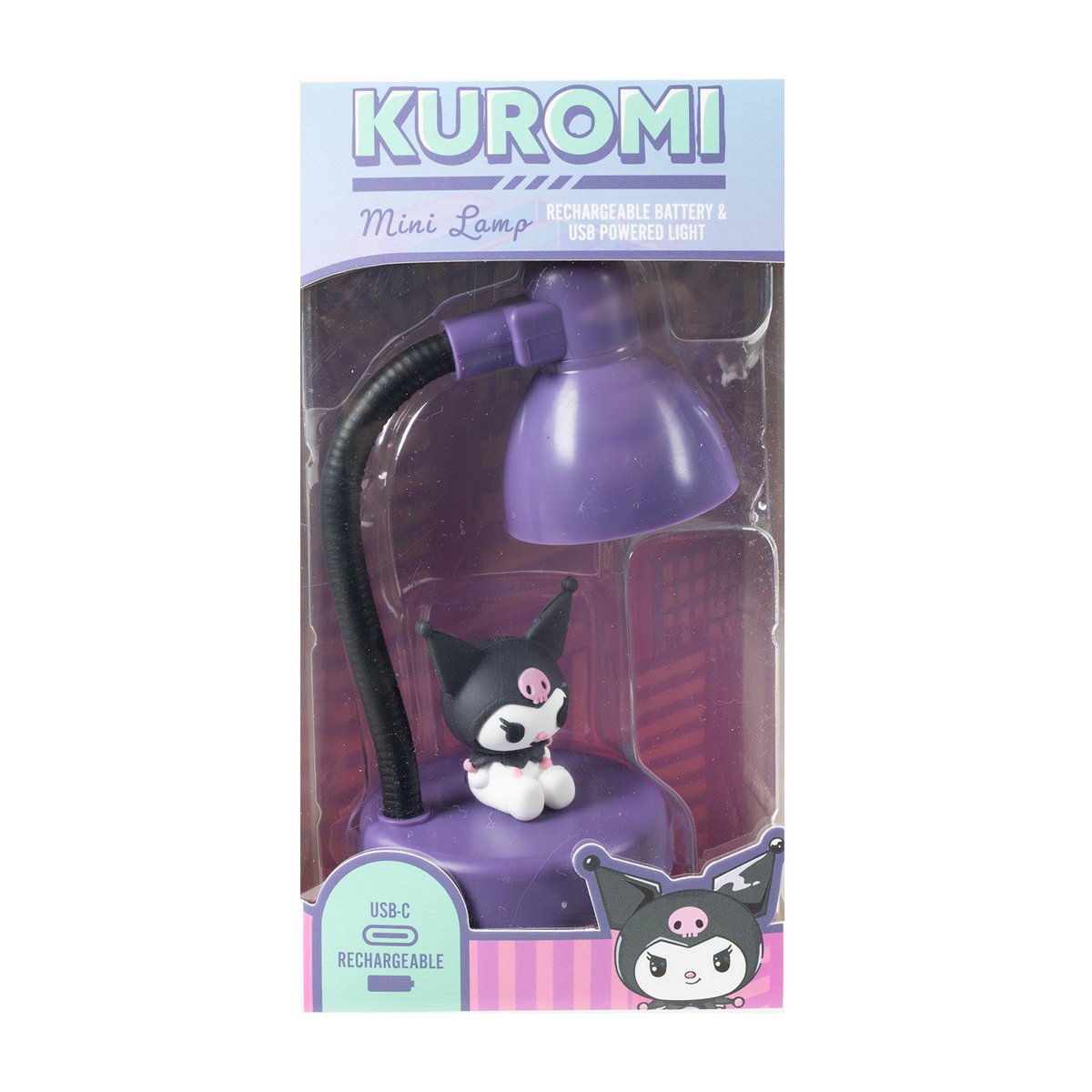 Sanrio Kuromi Mini USB Desk Lamp close-up view