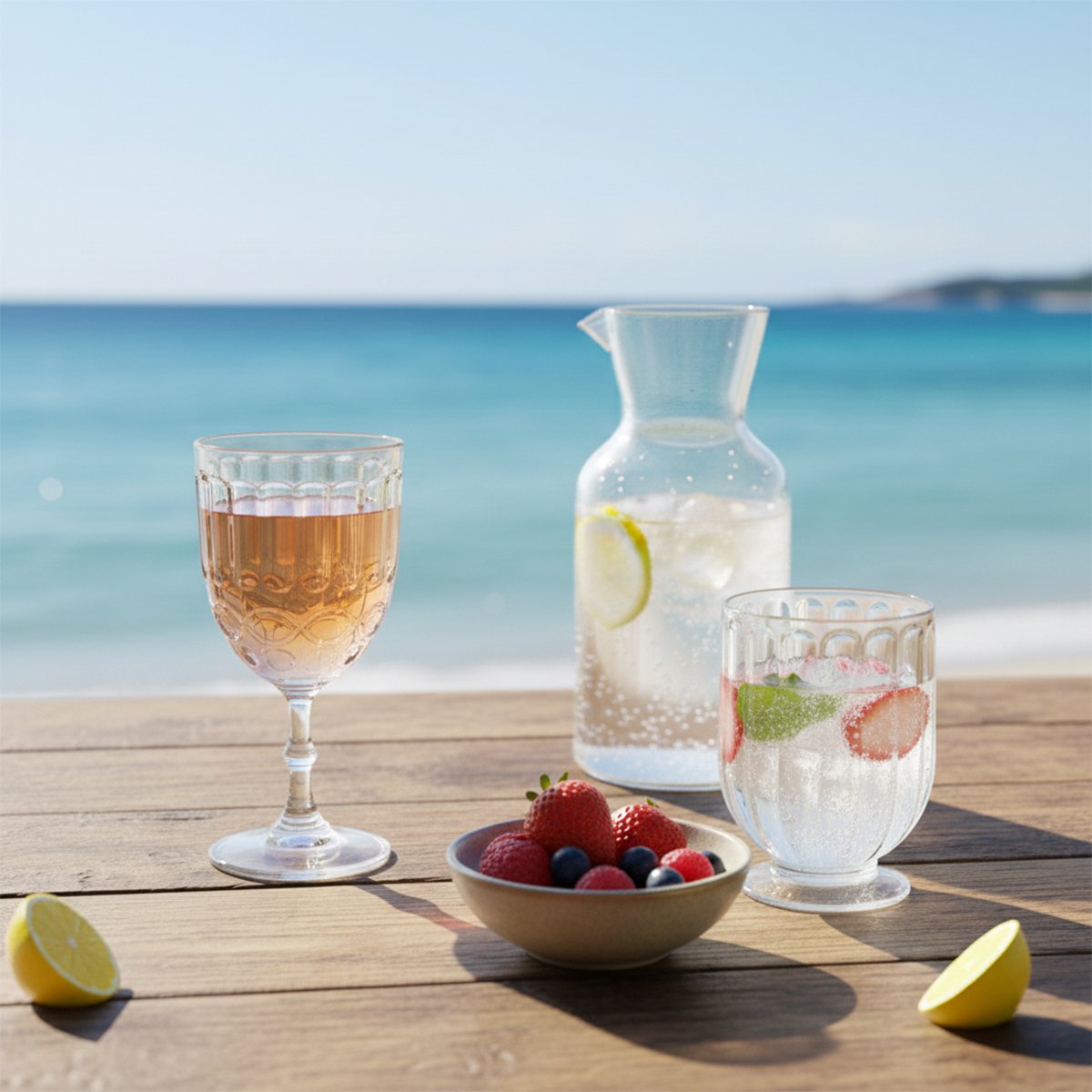 Transparent Water Glasses On Foot Set Of 6 product view 2