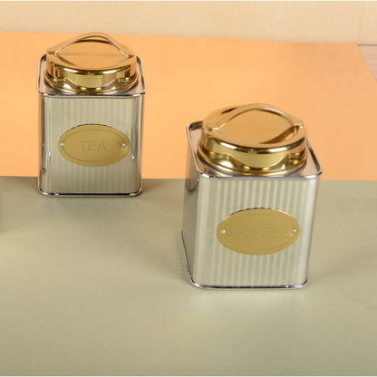 Aulica Silver And Gold Coffee Tin 10 X 10 X 10 Cm product view 3