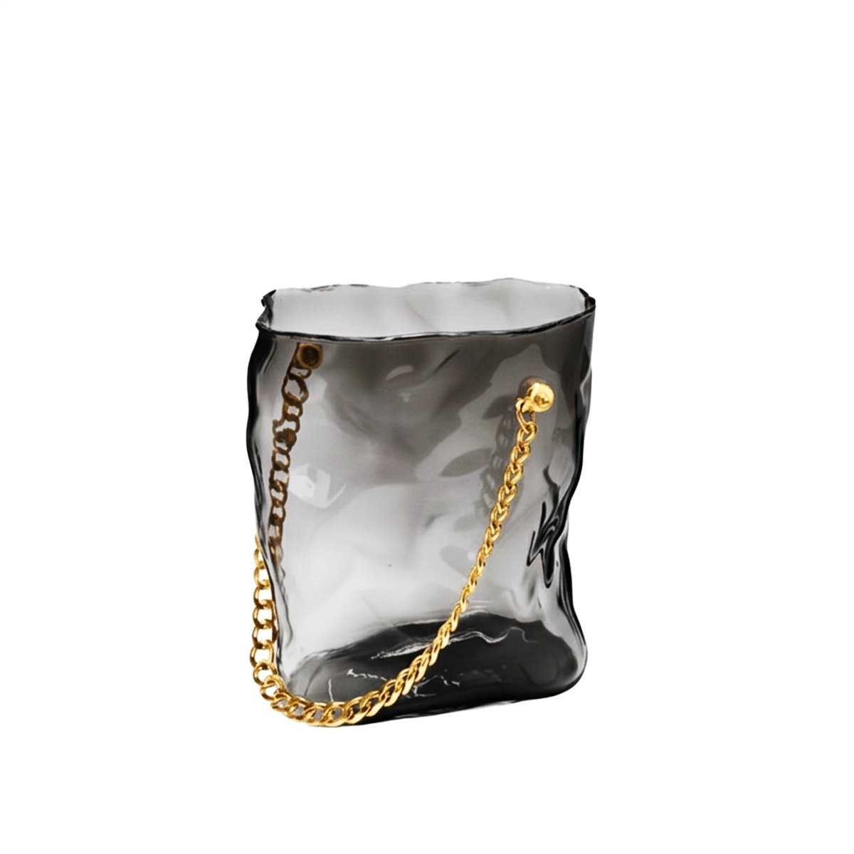 Transparent Black Glass Handbag Vase with Silver Handle – 20 × 12 × 24 cm product view 2