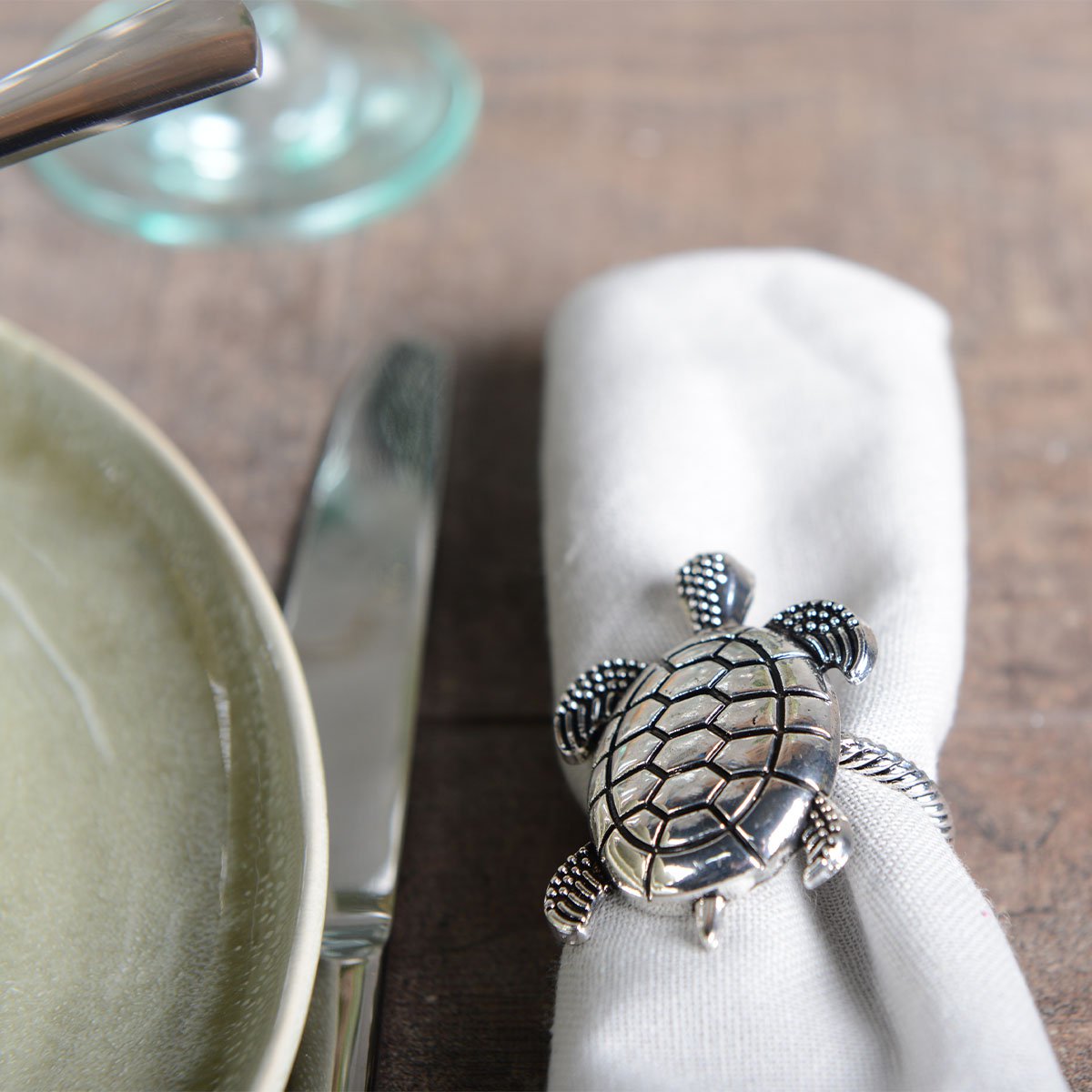 Aulica Silver Turtle Napkin Rings – Set of 4 product view 4