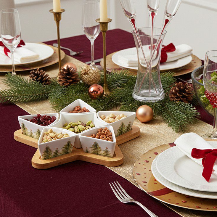 Aulica Fir Tree Appetizer Bowls with Serving Tray – Set of 6 product view 5