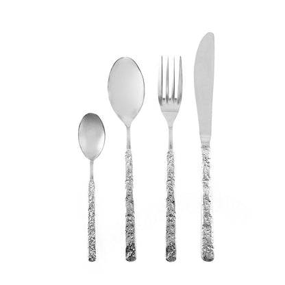 Aulica Hammered Silver Cutlery Set – 24 Pieces