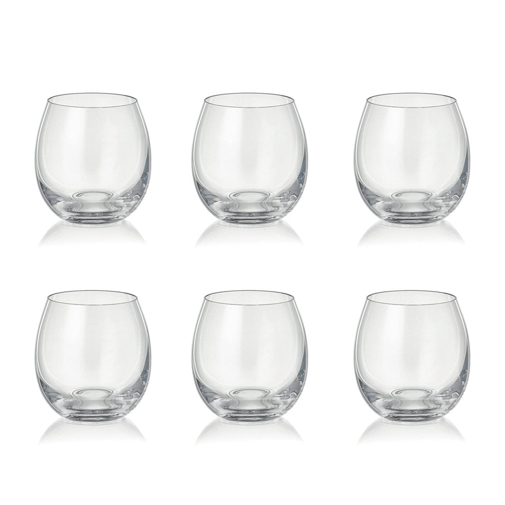 Aulica Peony low water glasses set of 6, clear 380 ml drinking glasses