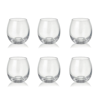 Aulica Peony low water glasses set of 6, clear 380 ml drinking glasses