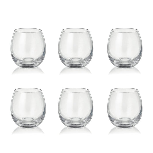 Aulica Peony low water glasses set of 6, clear 380 ml drinking glasses