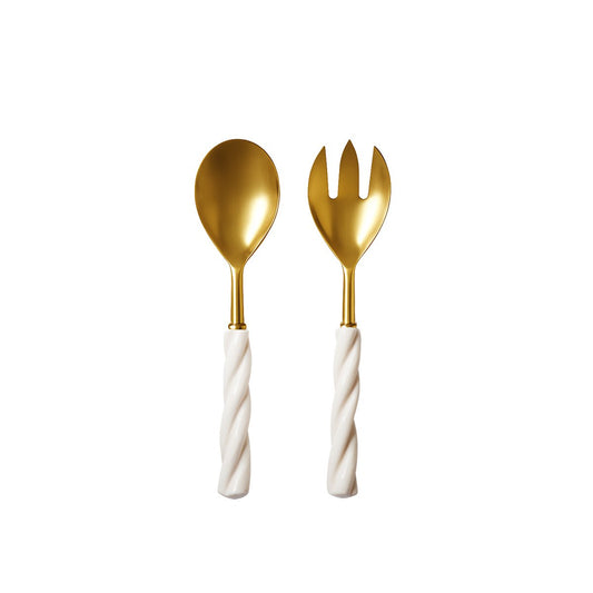 Gold Twisted-Handle Salad Servers – Set of 2