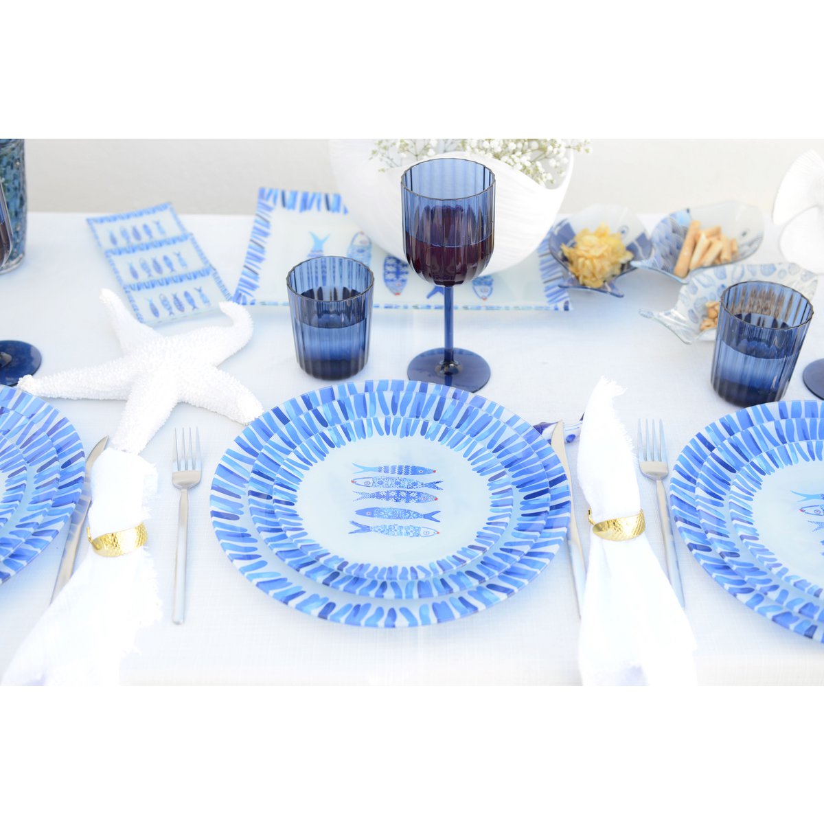Acrylic Blue Water Glasses Lot Of 6 product view 2