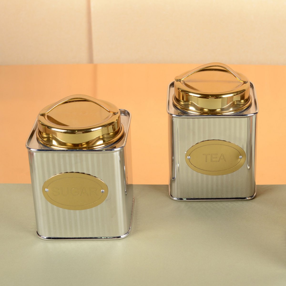 Aulica Silver And Gold Sugar Tin 10 X 10 X 10 Cm product view 3