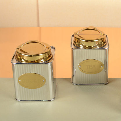 Aulica Silver And Gold Sugar Tin 10 X 10 X 10 Cm product view 3