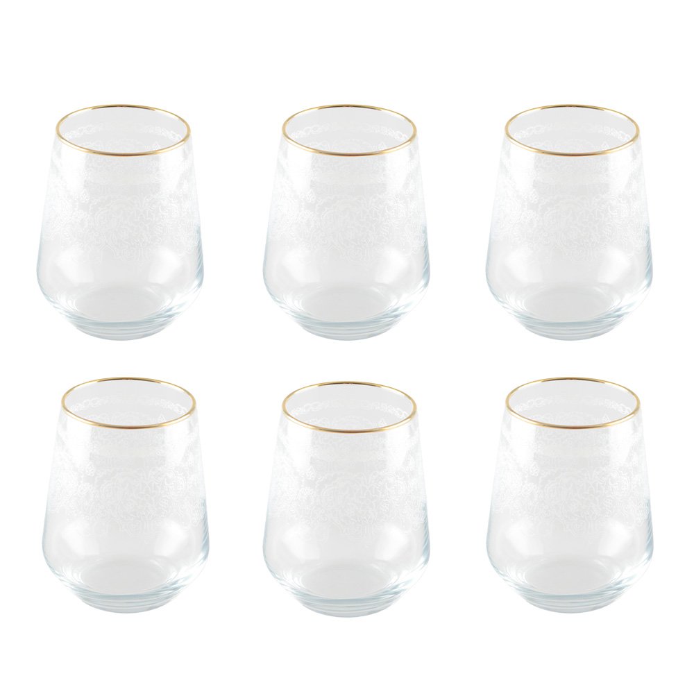 Aulica gold rim water glasses set of 6