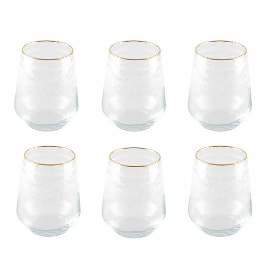 Aulica gold rim water glasses set of 6