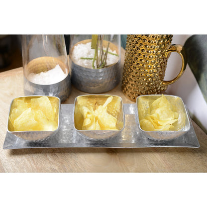 Aulica Silver Appetizer Bowls with Aluminum Tray – Set of 3 product view 2