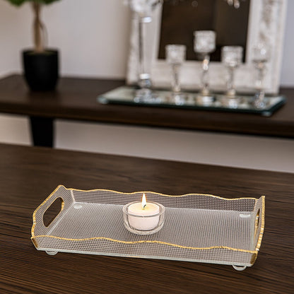 Aulica Gold-Rim Rectangular Glass Serving Tray – 38 × 17.5 × 9.5 cm product view 5
