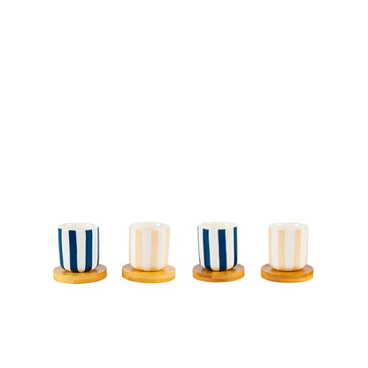 Aulica Striped Coffee Cups with Wooden Saucers – Set of 4 product view 4