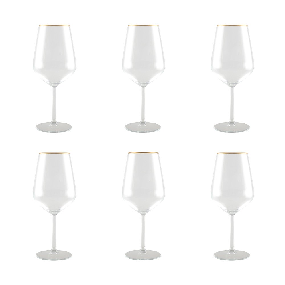 Aulica gold rim wine glasses set of 6