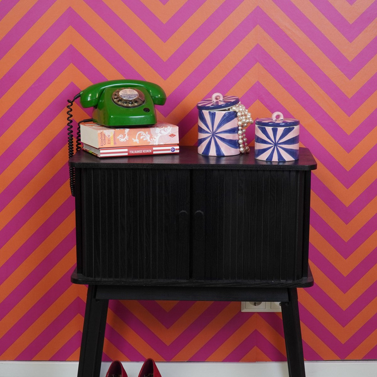 Storage jar -Swirl - Pink/Blue - 11x11x14,,5cm product view 3
