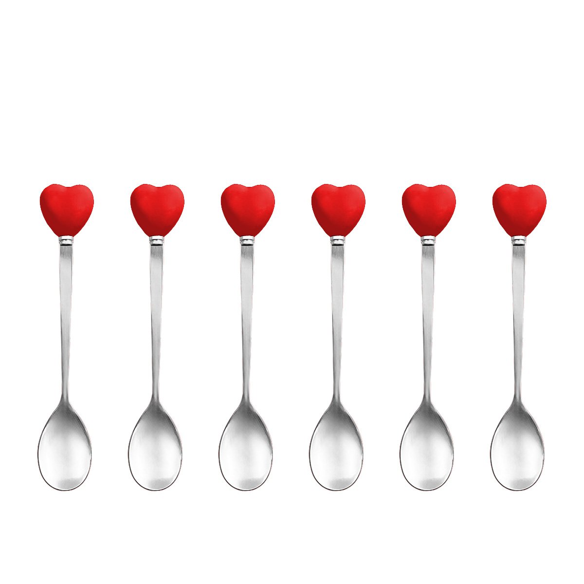 Aulica Red Heart Teaspoons with Holder, Set of 6 angled view