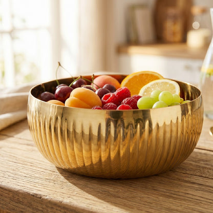 Aulica Gold Ribbed Fruit Bowl – 24 cm product view 4