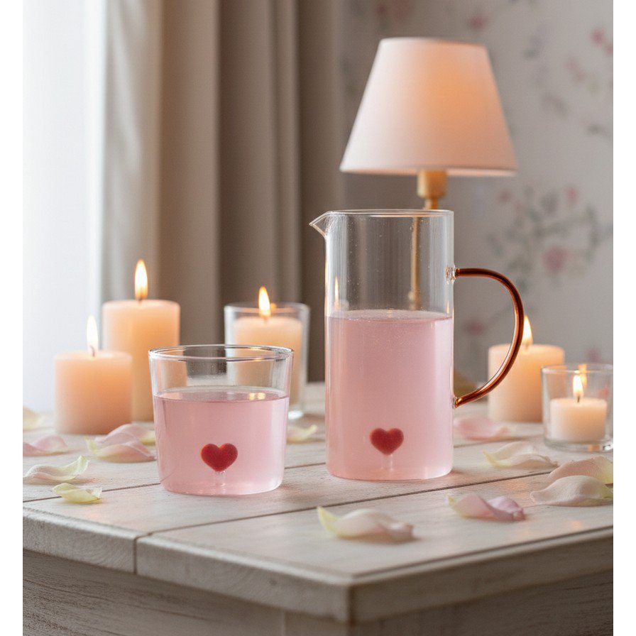 Heart water glasses 300ml - set of 4 product view 3