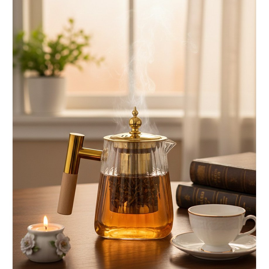 Glass teapot with filter 600ml product view 2