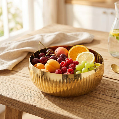 Aulica Gold Ribbed Fruit Bowl – 24 cm product view 3
