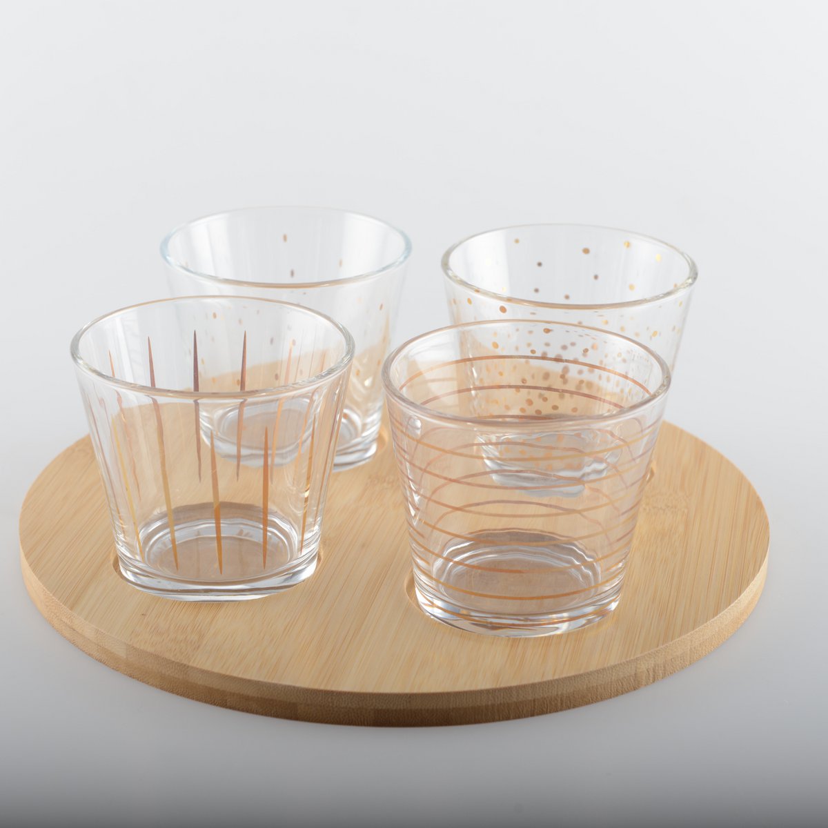 Golden cups with wooden tray - Lot of 4 product view 3
