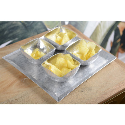 Aulica Silver Appetizer Bowls with Aluminum Tray – Set of 4 product view 3