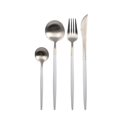Aulica Silver & White Cutlery Set – 24 Pieces