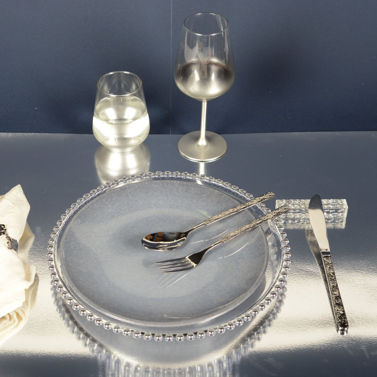 Aulica Hammered Silver Cutlery Set – 24 Pieces product view 6