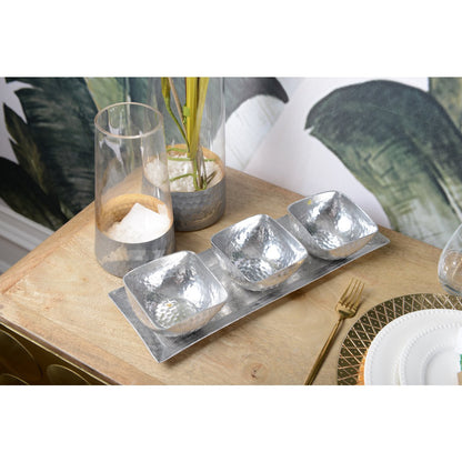 Aulica Silver Appetizer Bowls with Aluminum Tray – Set of 3 product view 3