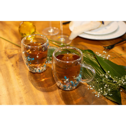 Double -wall tea cups blue and white flowers 350ml -lot of 2 product view 4