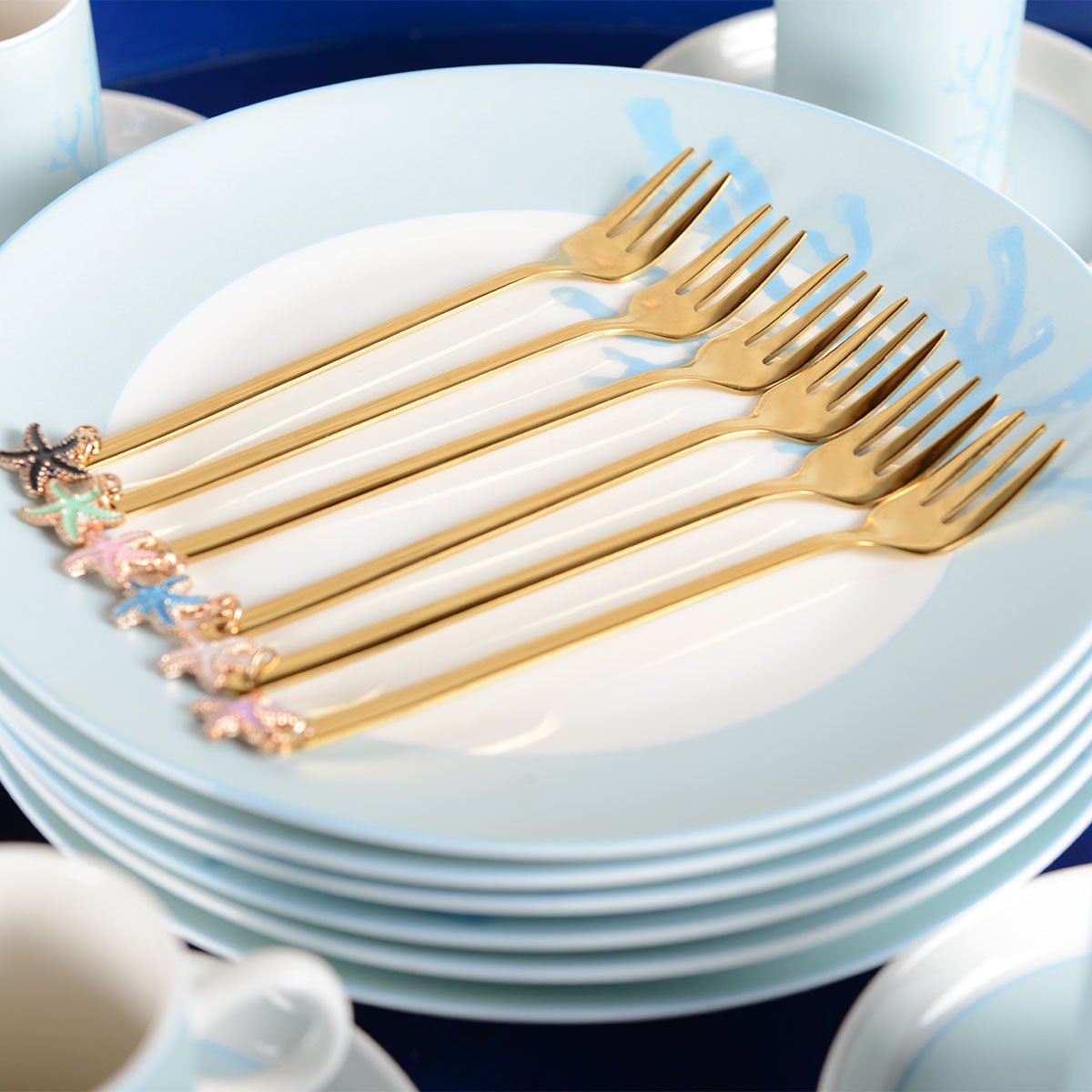 Aulica Gold Star Dessert Forks – Set of 6 product view 5