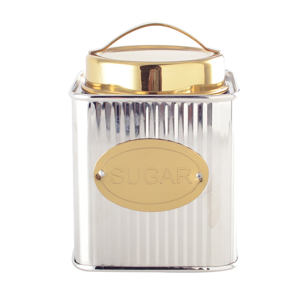 Aulica Silver And Gold Sugar Tin 10 X 10 X 10 Cm