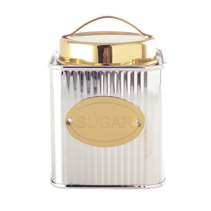 Aulica Silver And Gold Sugar Tin 10 X 10 X 10 Cm