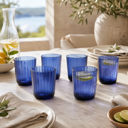 Aulica Acrylic Blue Water Glasses - Set of 6