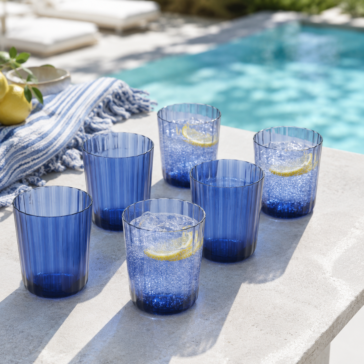 Aulica Acrylic Blue Water Glasses - Set of 6 product view 2