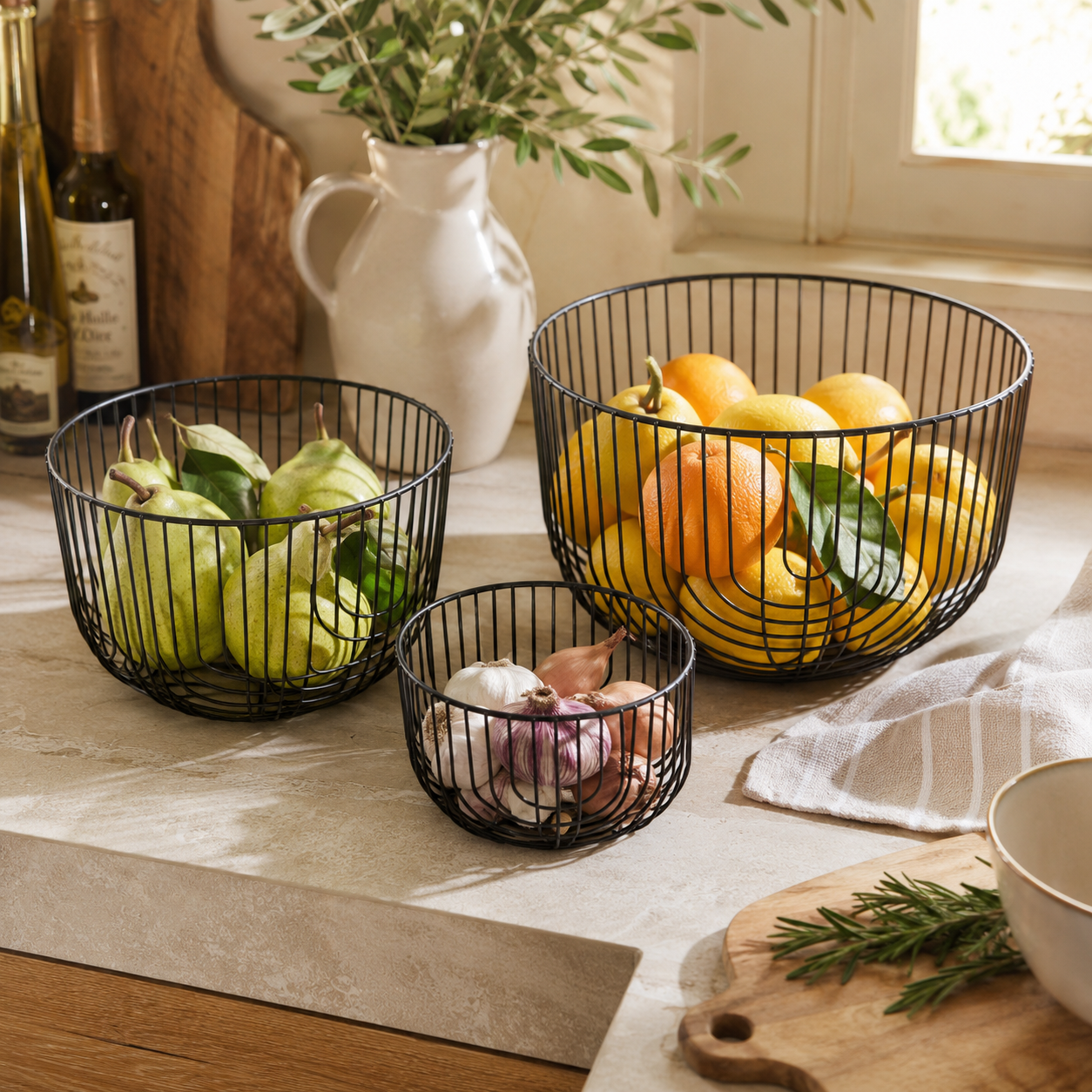 Aulica Black Iron Fruit Bowls - Set of 3