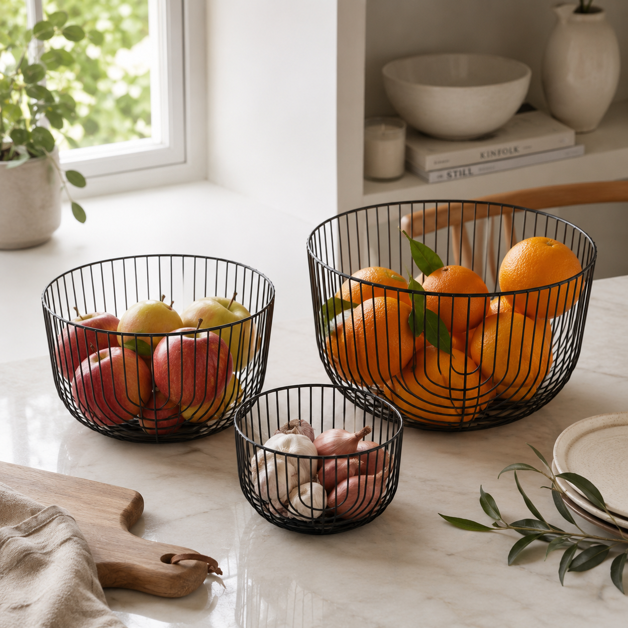 Aulica Black Iron Fruit Bowls - Set of 3 product view 2