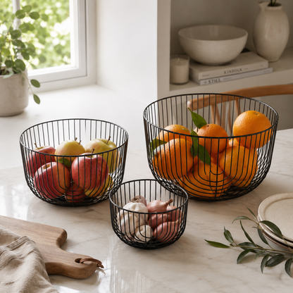 Aulica Black Iron Fruit Bowls - Set of 3 product view 2